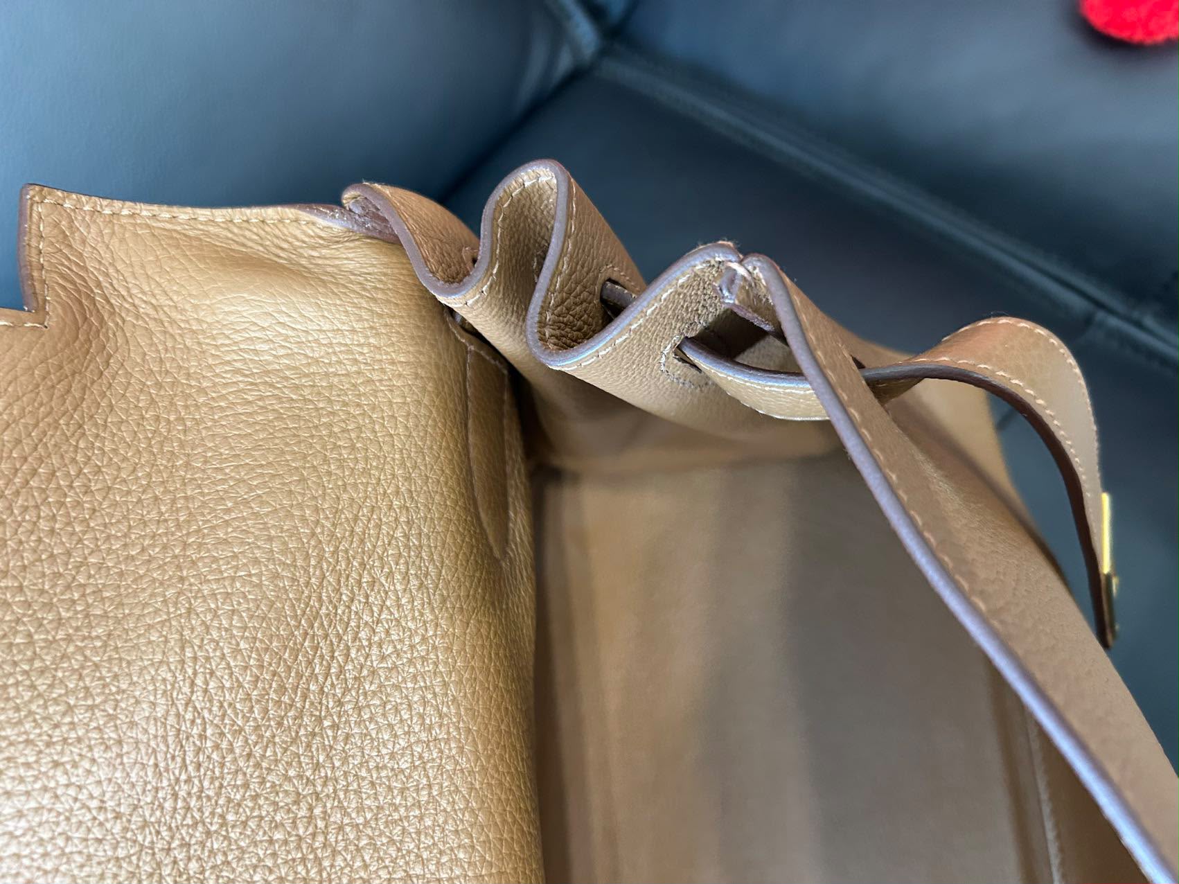 Hermes Kelly shoulder fringe Milk Tea