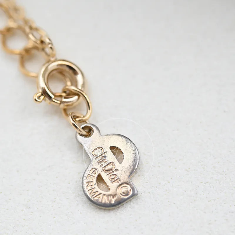 Dior Necklace Plated CD Logo, lobster clasp and engraved logo plate detail