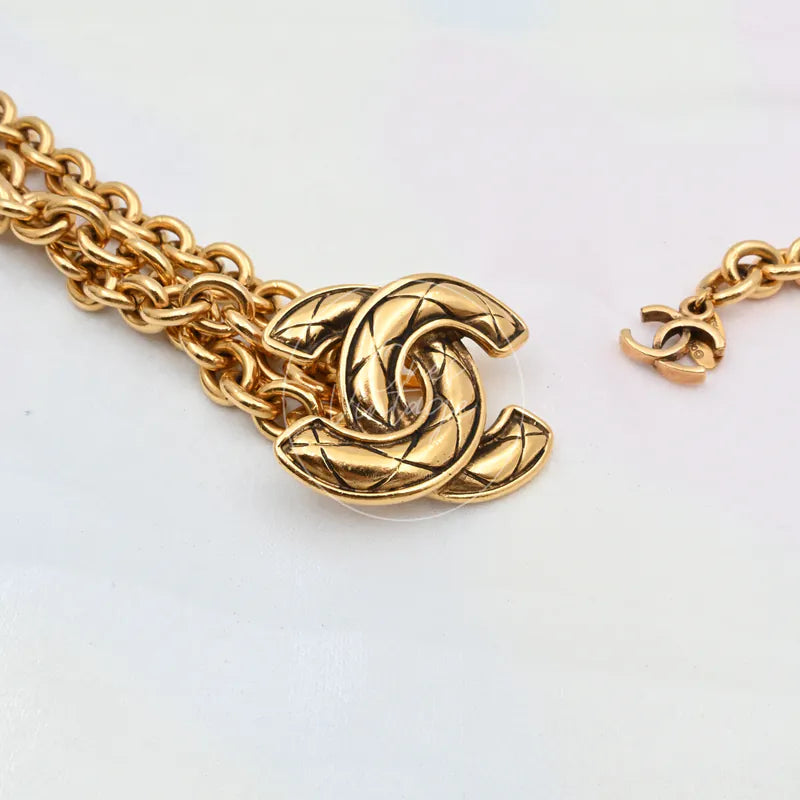 Chanel Vintage CC Mark Belt Waist Chain, pendant with interlocking CC motif and curved textured detailing
