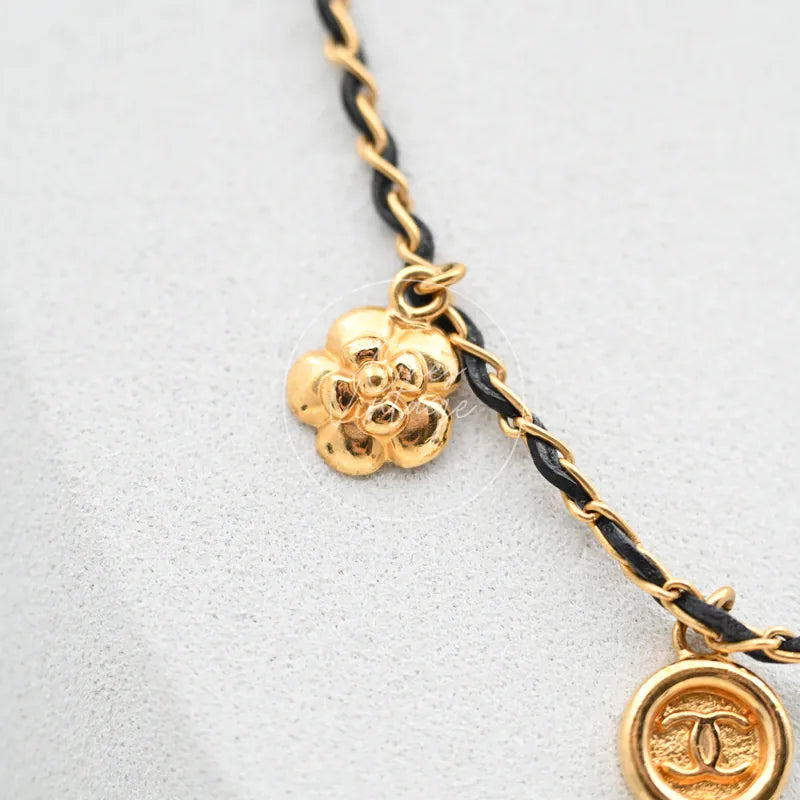 Chanel Vintage Medallions Gold Necklace, pendant with floral cluster charm and round interlocking-CC medallion detail