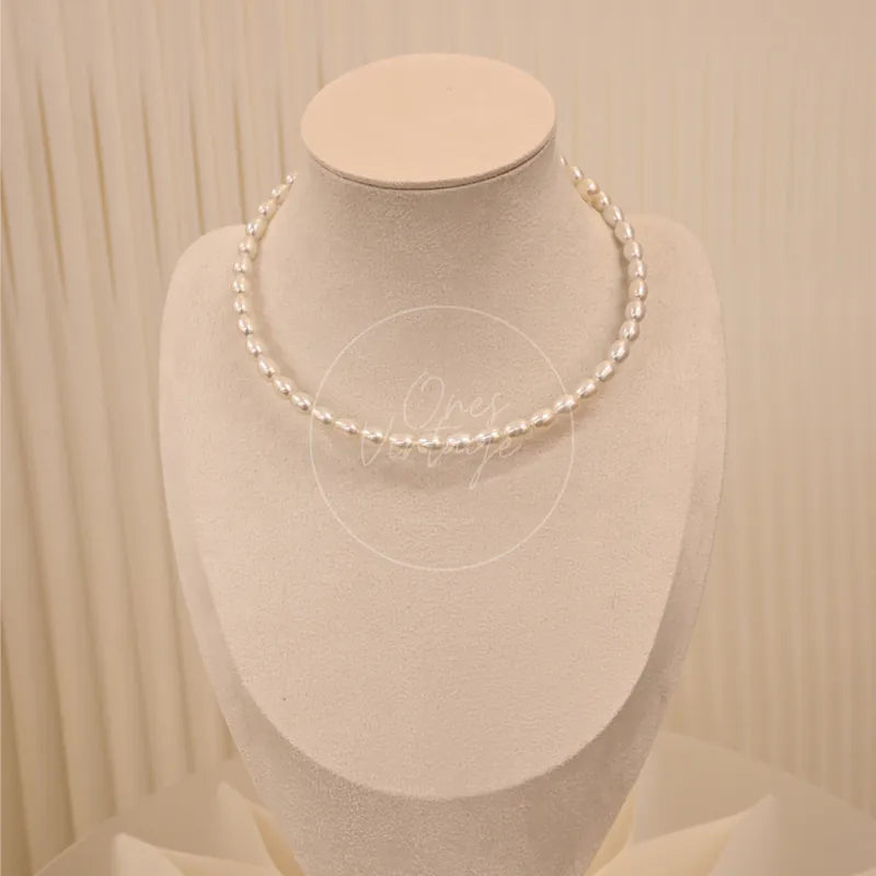 Akoya Pearl 5.5-6mm Choker Necklace in akoya pearl, featuring single-strand necklace and round pearl beads, front view