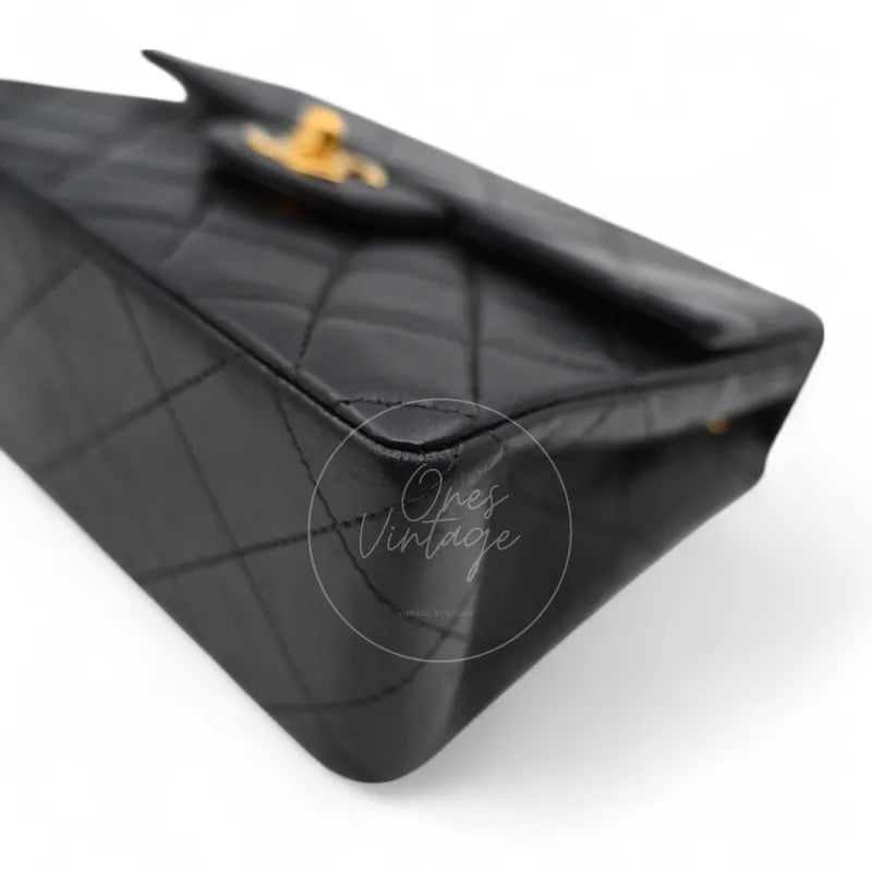 Chanel Vintage Lambskin Mini Square Single Flap Bag GHW Black Series 6