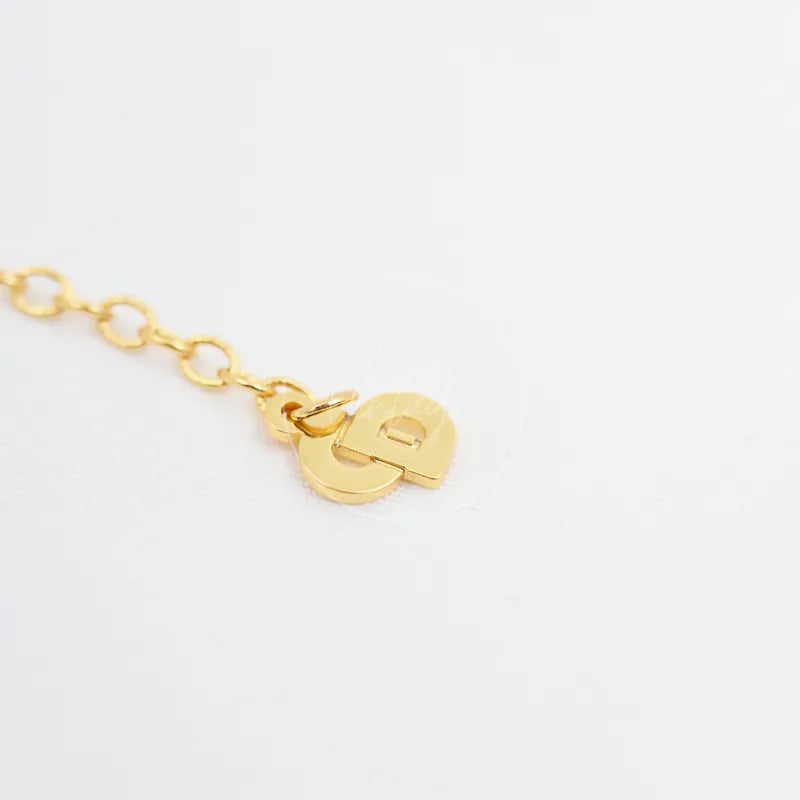 Dior CD Logo Necklace, interlocking circular clasp elements and attached chain links detail