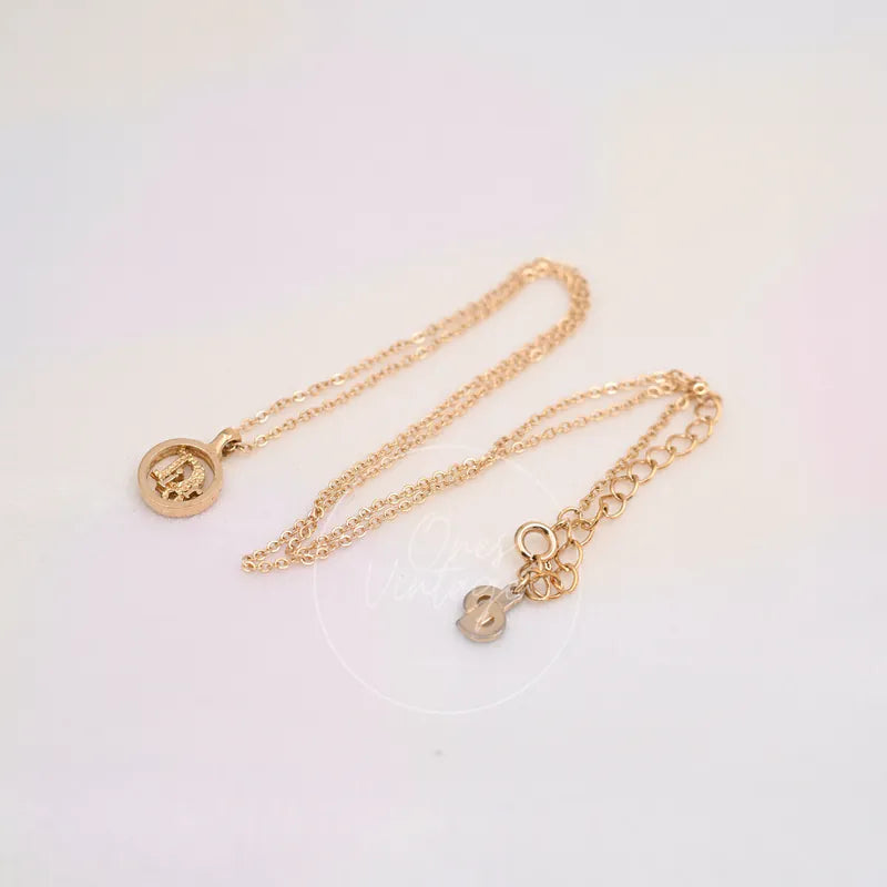 Dior Necklace Plated CD Logo in gold-plated, featuring round CD logo pendant and fine linked chain, front view