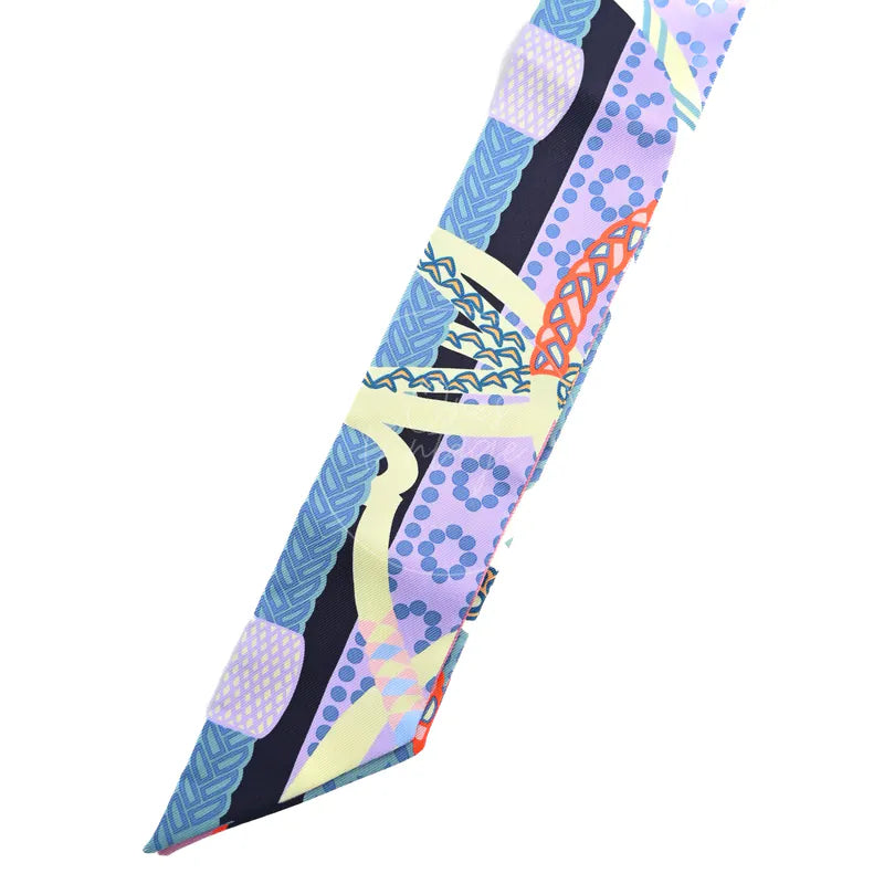 Hermès Fantaisie d'Etriers Twilly, accessories with multicolour equestrian-inspired print and narrow scarf silhouette detail