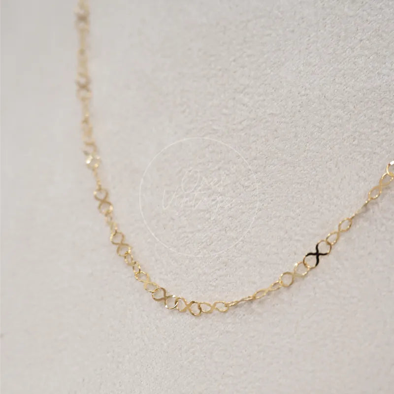 My Store 24K Yellow Infinity Logo Necklace, interlocking loop chain and delicate linked construction detail