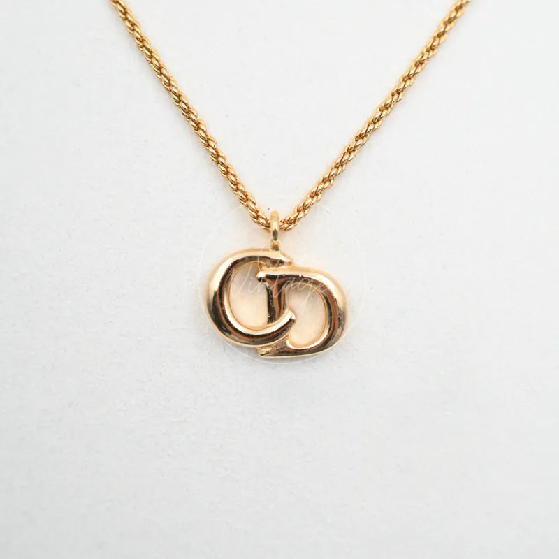 Dior Out-of-print Carriage CD logo Necklace, interlocking CD logo pendant and fine braided chain detail