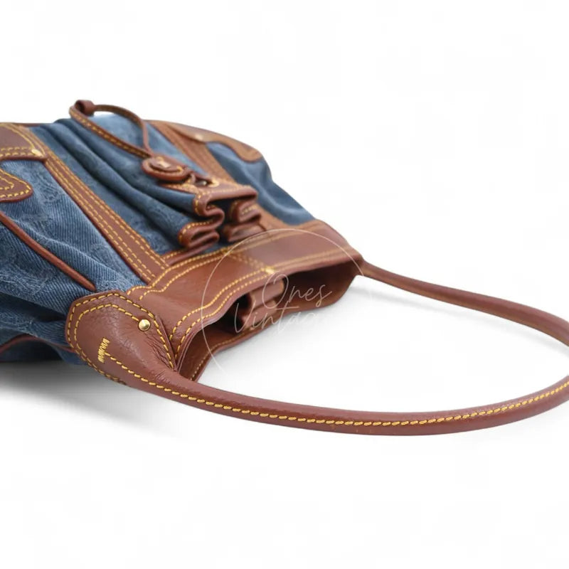 Celine Blason Triomphe Logo Shoulder Bag, rivet-secured leather strap attachment and contrast stitching detail