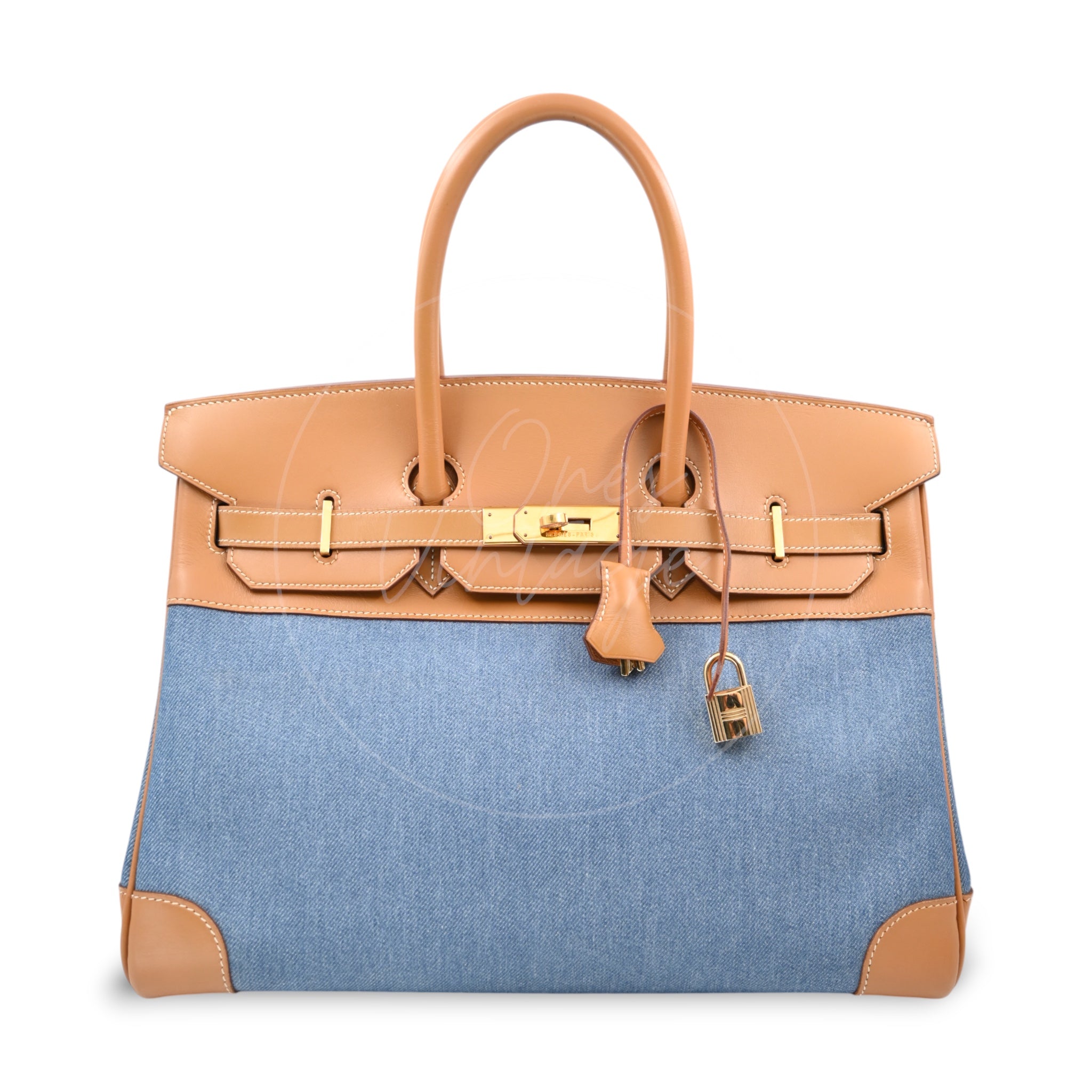 Hermes Birkin 35 GHW Denim Blue Square F