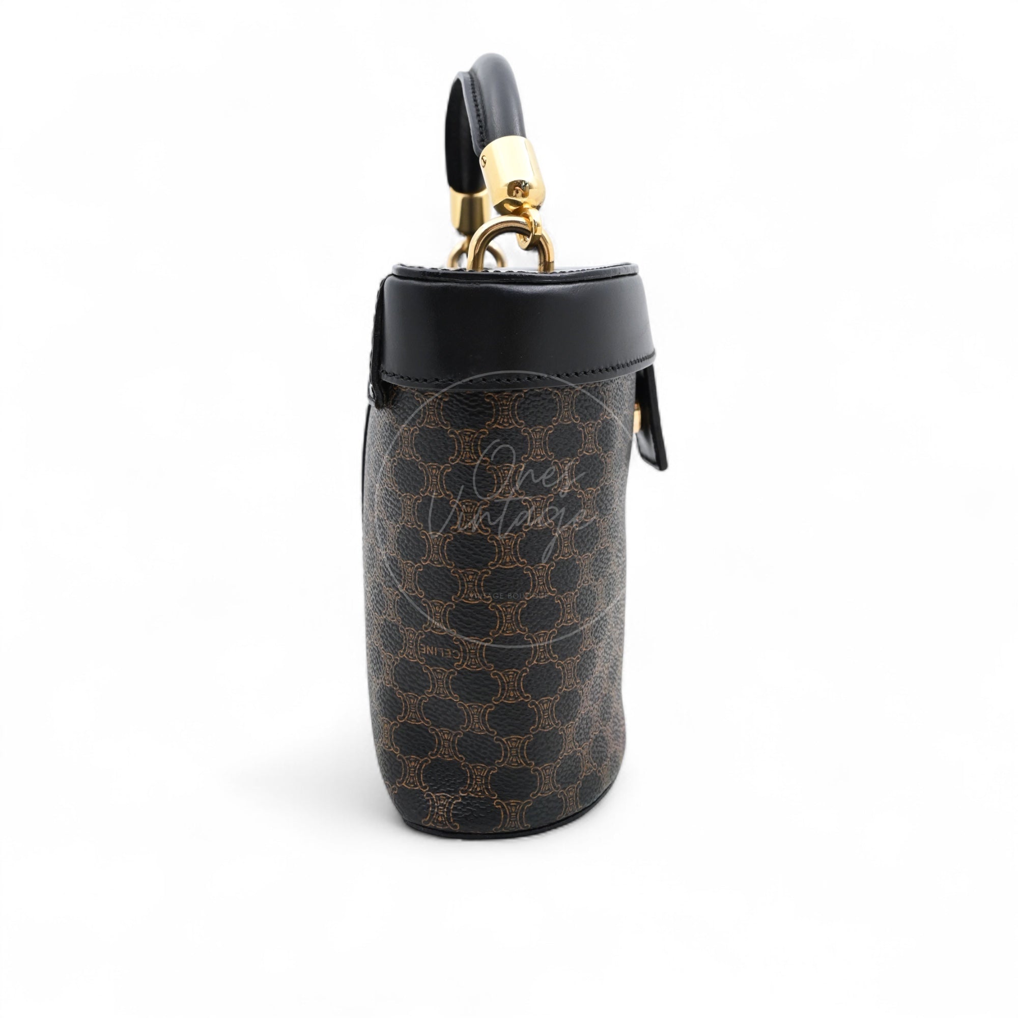 Celine Vintage Macadam Vanity Case GHW Black