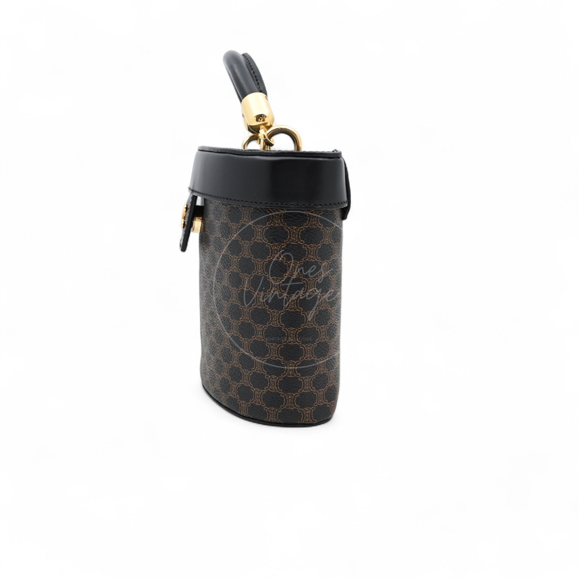 Celine Vintage Macadam Vanity Case GHW Black