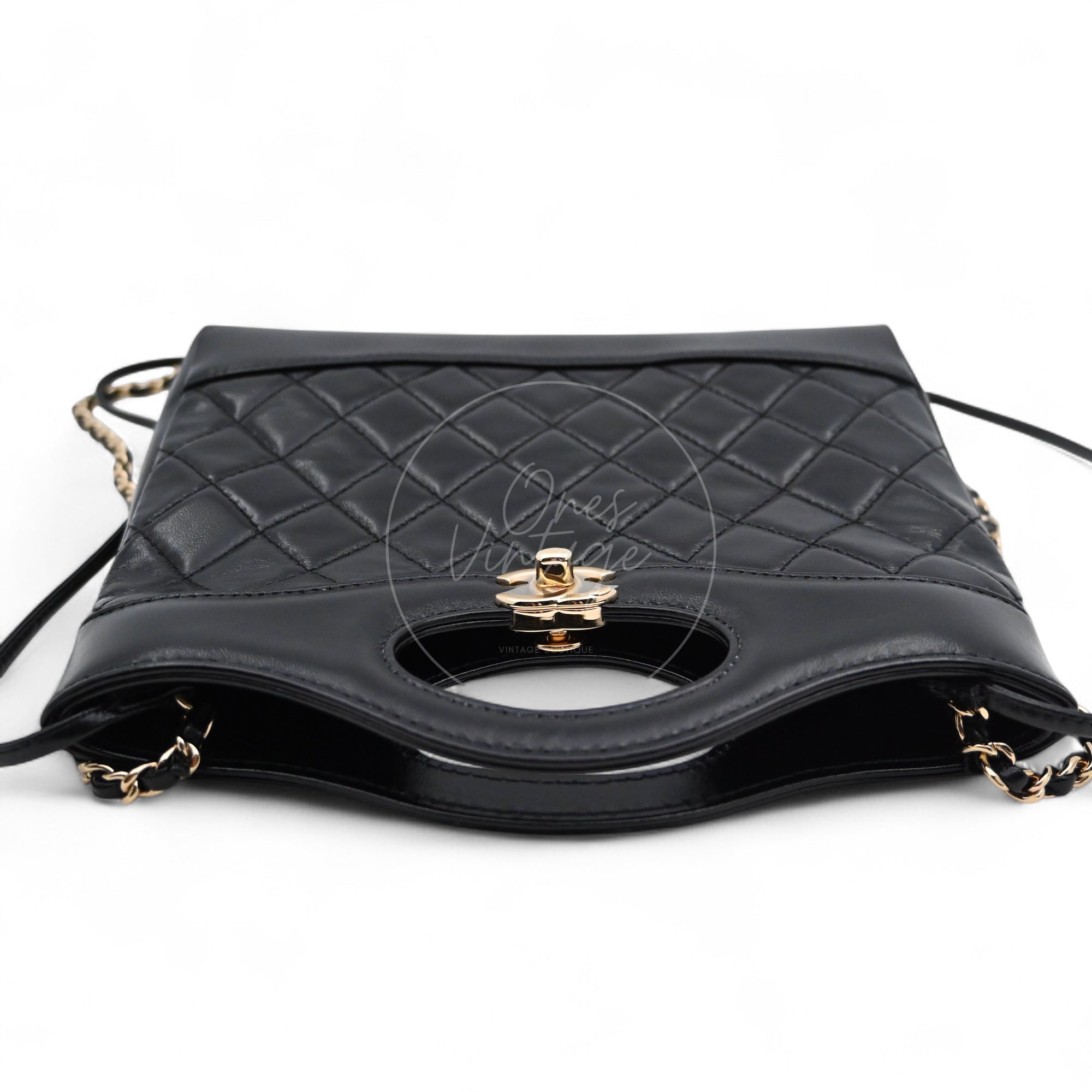 Chanel Mini 31 Black Shinny Calfskin Microchip GHW Black Series KE