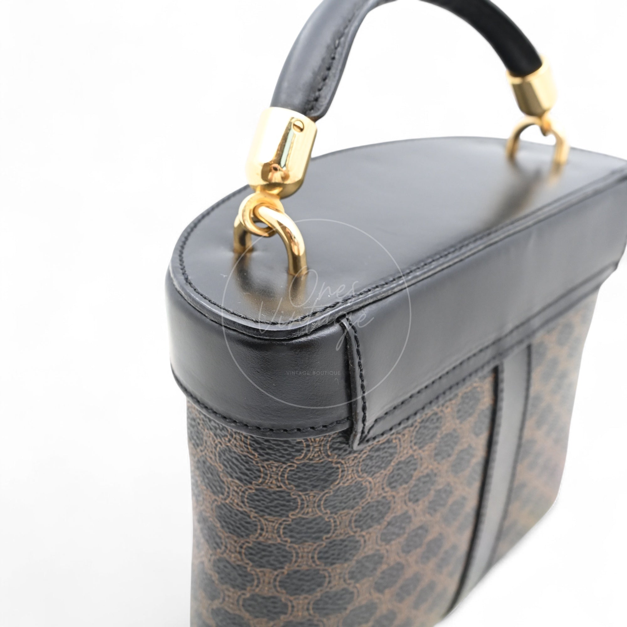 Celine Vintage Macadam Vanity Case GHW Black