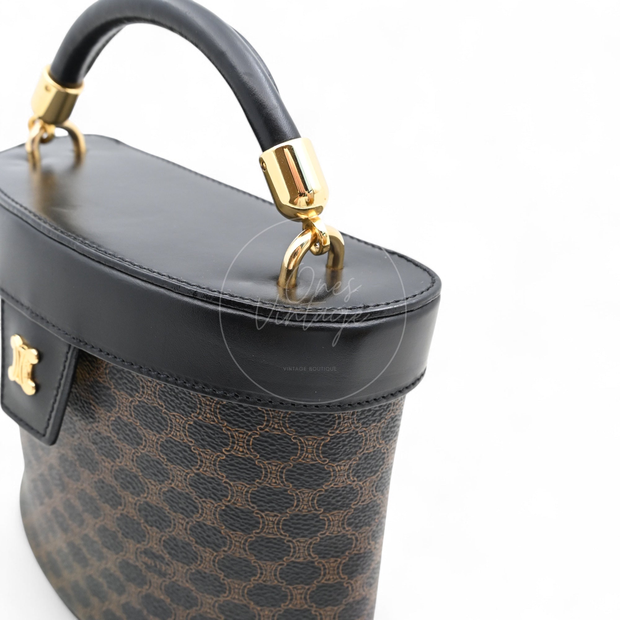 Celine Vintage Macadam Vanity Case GHW Black