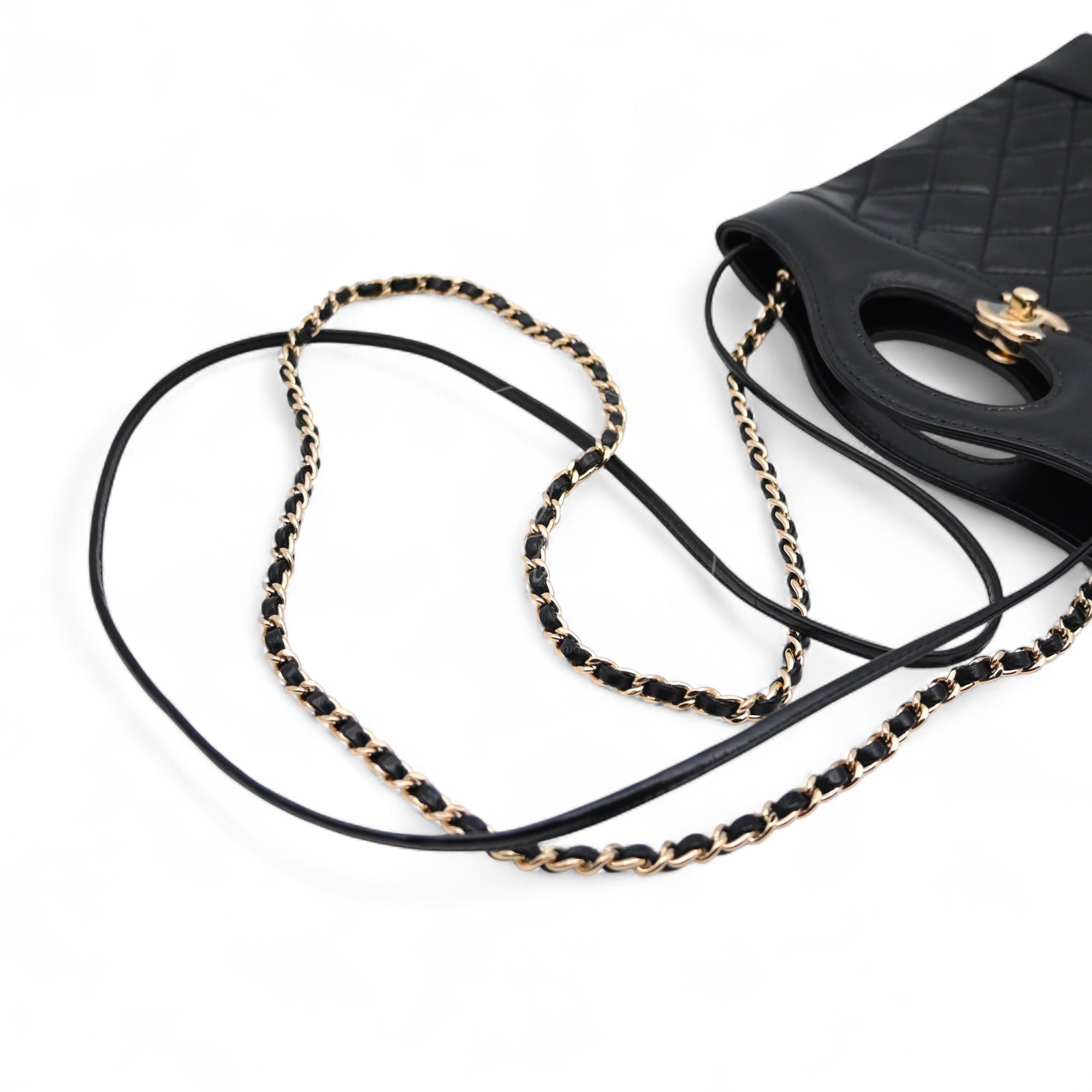 Chanel Mini 31 Black Shinny Calfskin Microchip GHW Black Series KE