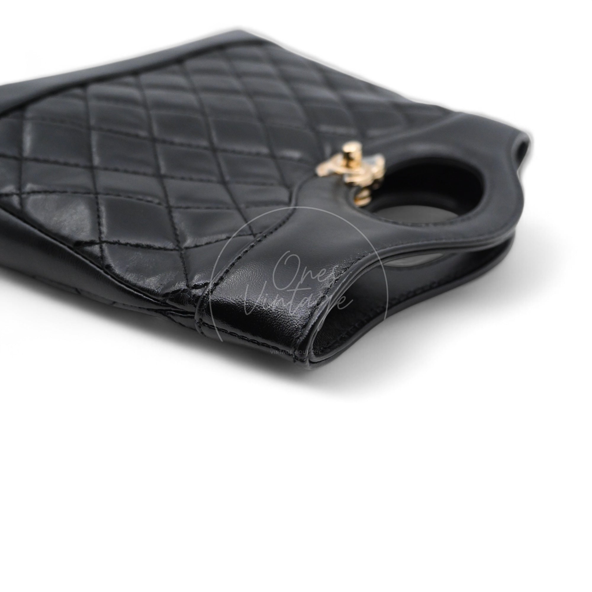 Chanel Mini 31 Black Shinny Calfskin Microchip GHW Black Series KE