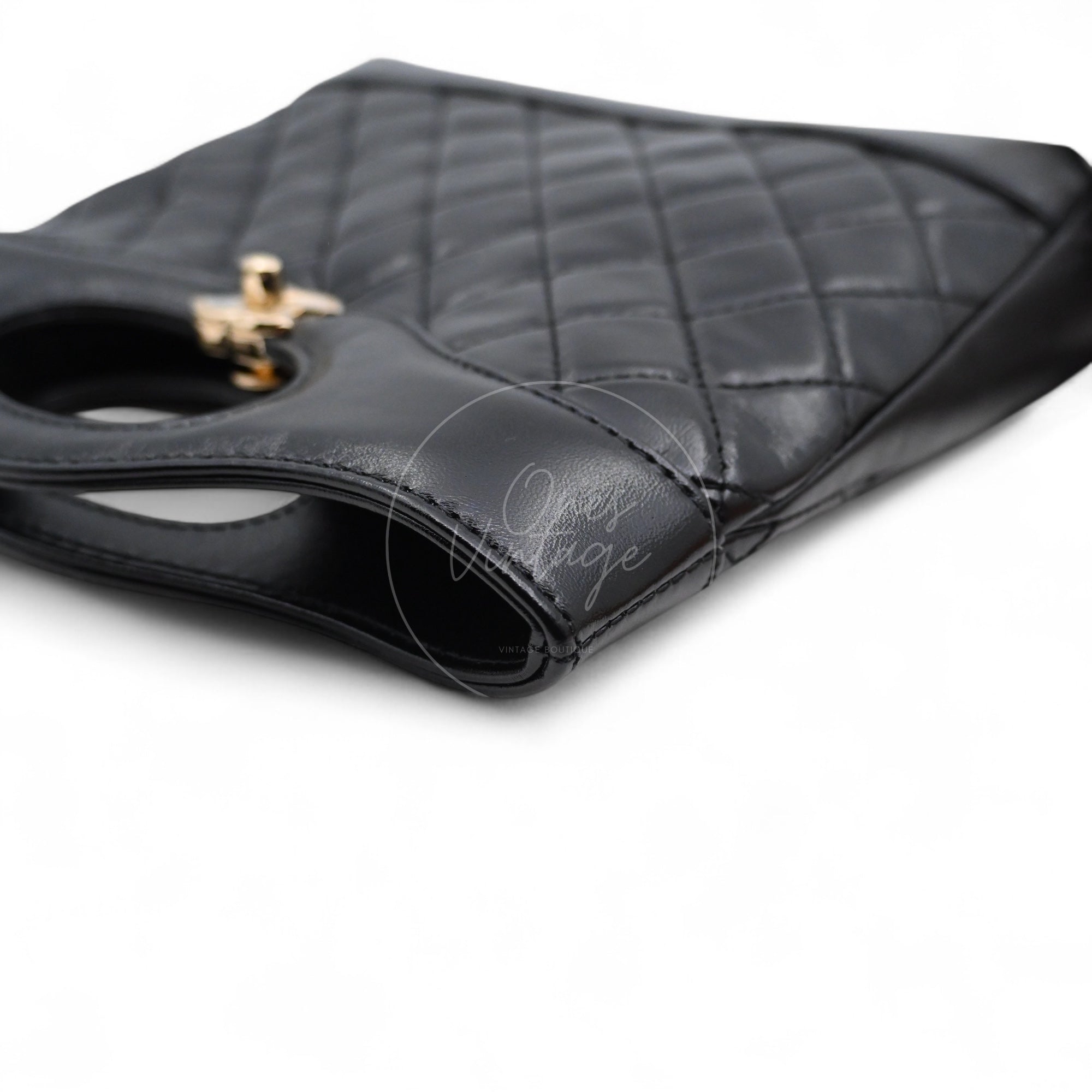 Chanel Mini 31 Black Shinny Calfskin Microchip GHW Black Series KE