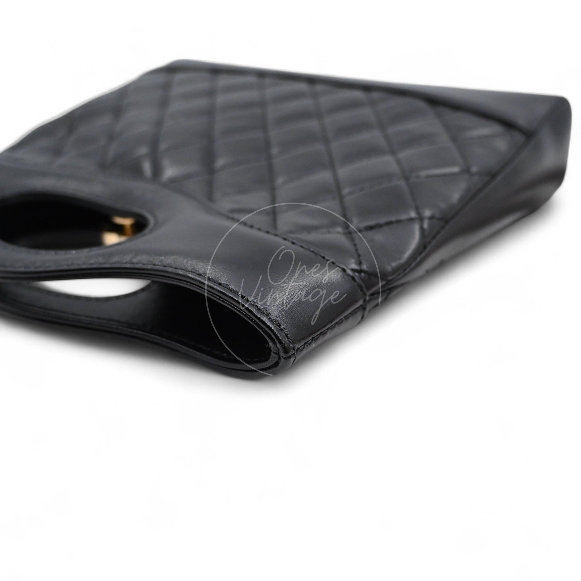 Chanel Mini 31 Black Shinny Calfskin Microchip GHW Black Series KE