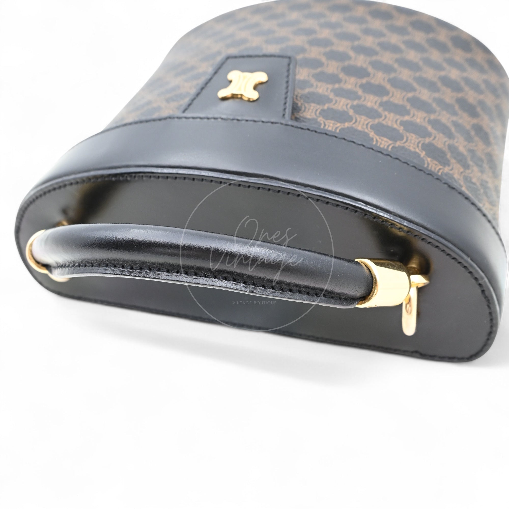 Celine Vintage Macadam Vanity Case GHW Black