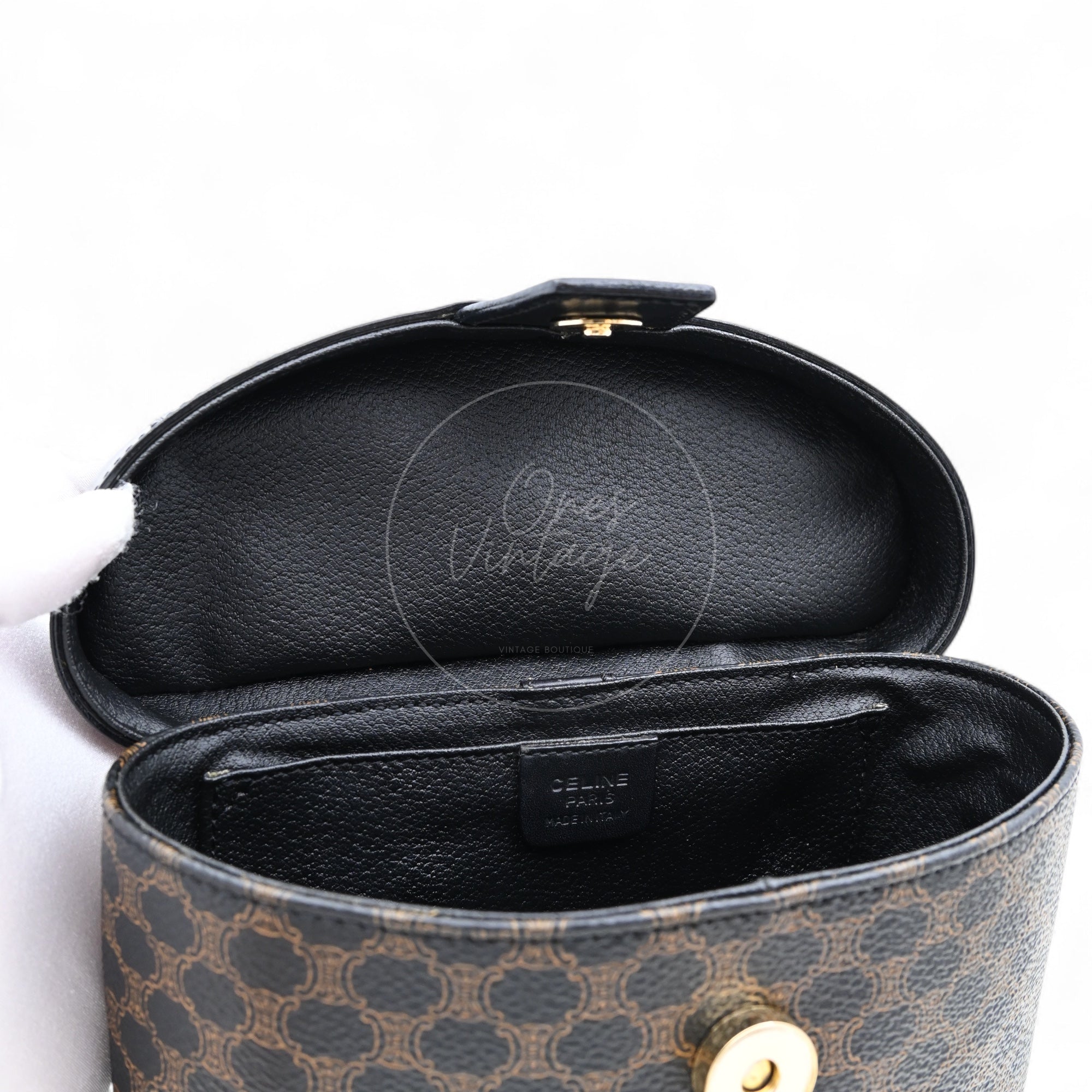 Celine Vintage Macadam Vanity Case GHW Black