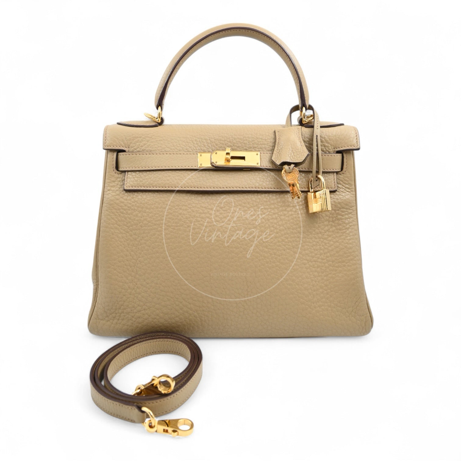 Hermes Kelly 28 Togo GHW Light Brown Square L