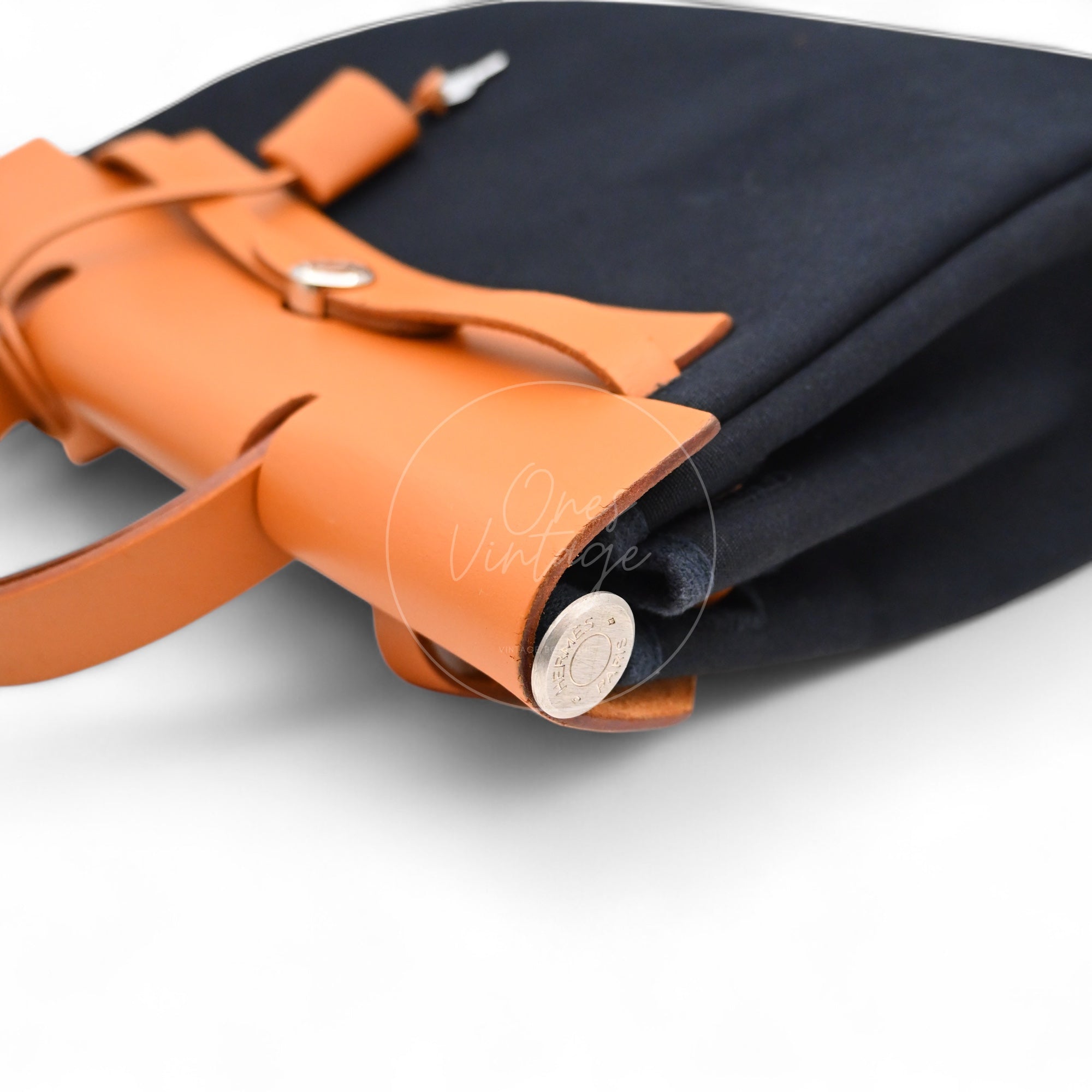 Hermes Herbag Backpack Swift PHW Black Tolie & Brown Square G
