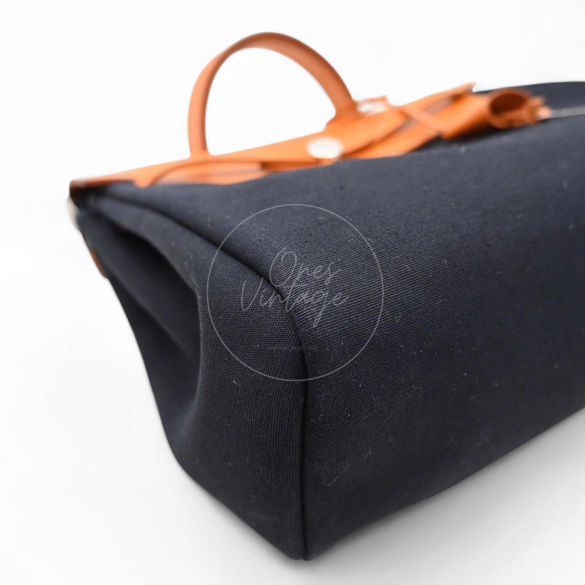 Hermes Herbag Backpack Swift PHW Black Tolie & Brown Square G
