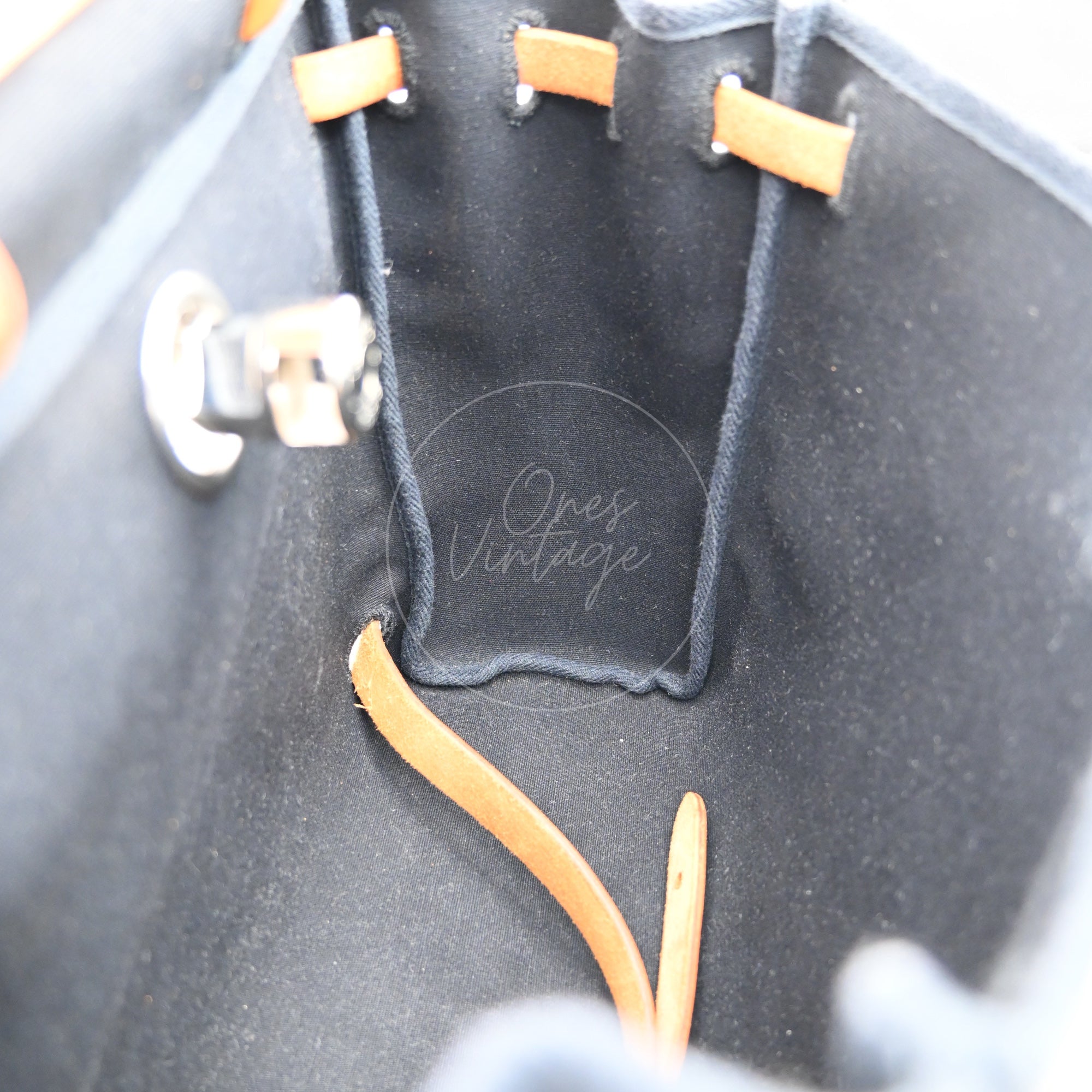 Hermes Herbag Backpack Swift PHW Black Tolie & Brown Square G