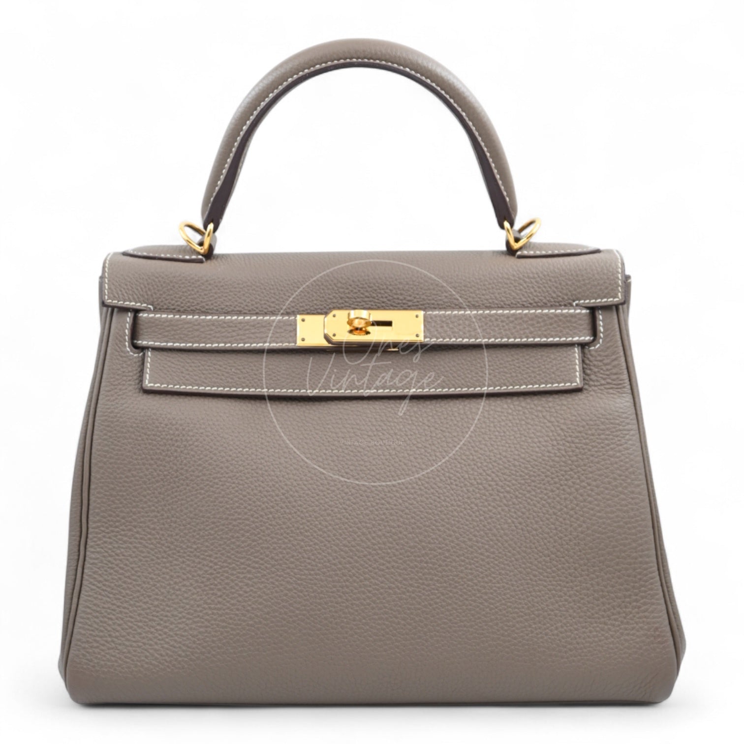 Hermes Kelly 28 Togo Etoupe GHW Stamp T