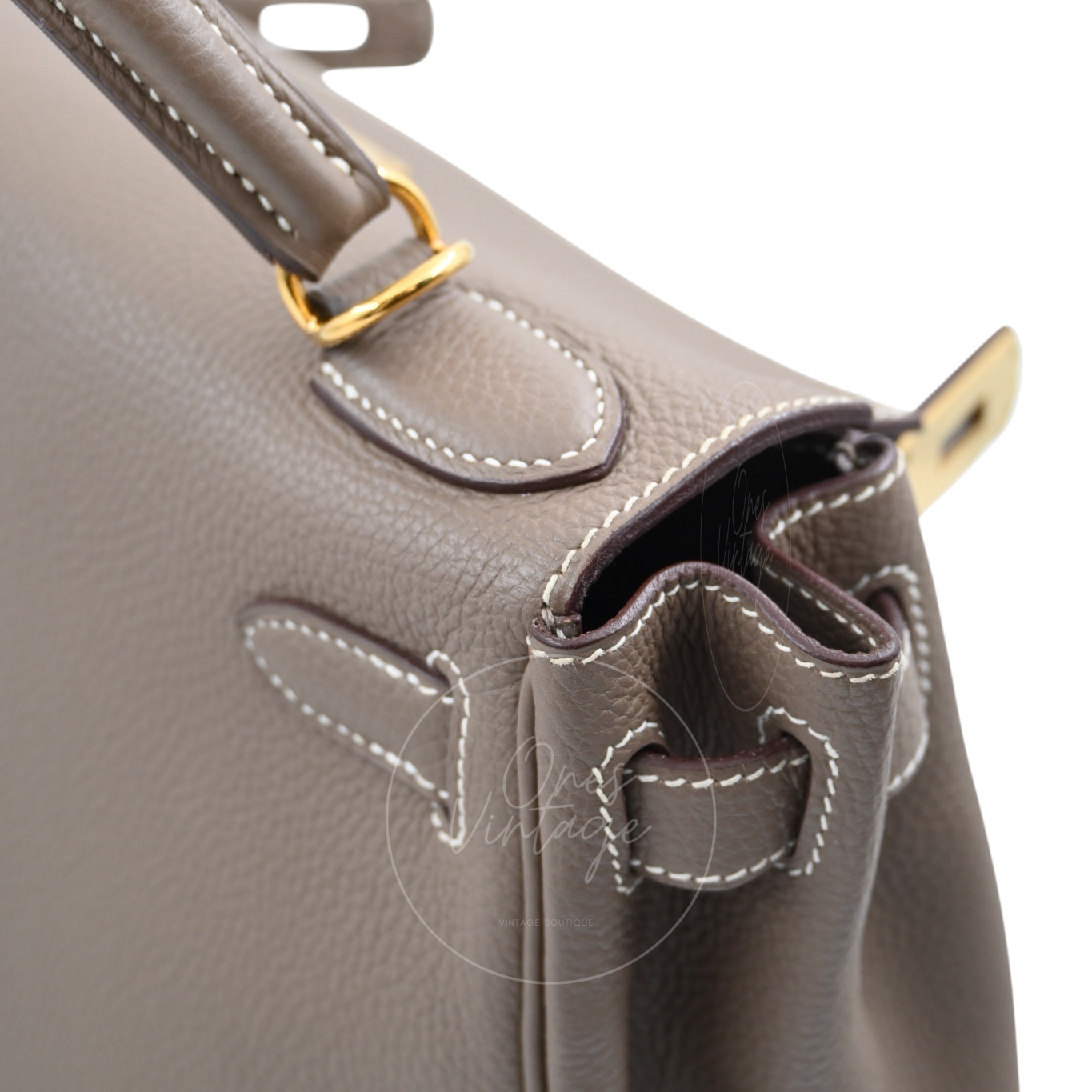 Hermes Kelly 28 Togo Etoupe GHW Stamp T