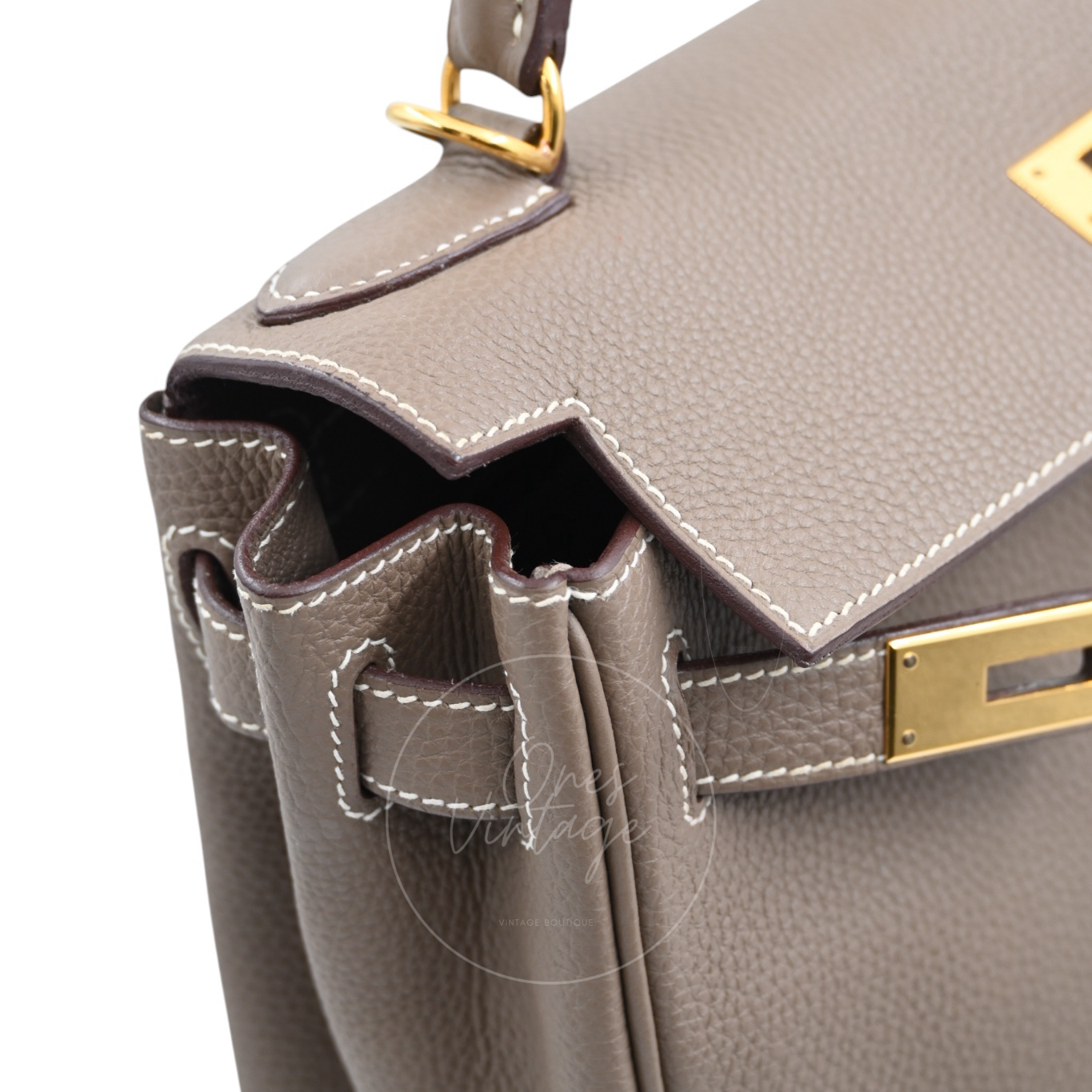 Hermes Kelly 28 Togo Etoupe GHW Stamp T