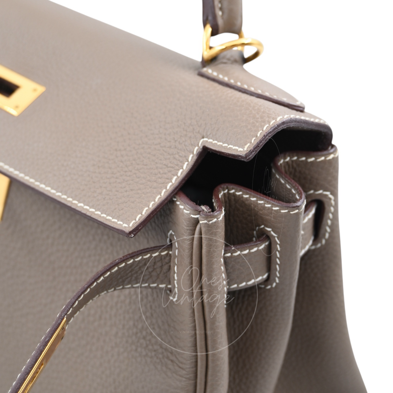 Hermes Kelly 28 Togo Etoupe GHW Stamp T