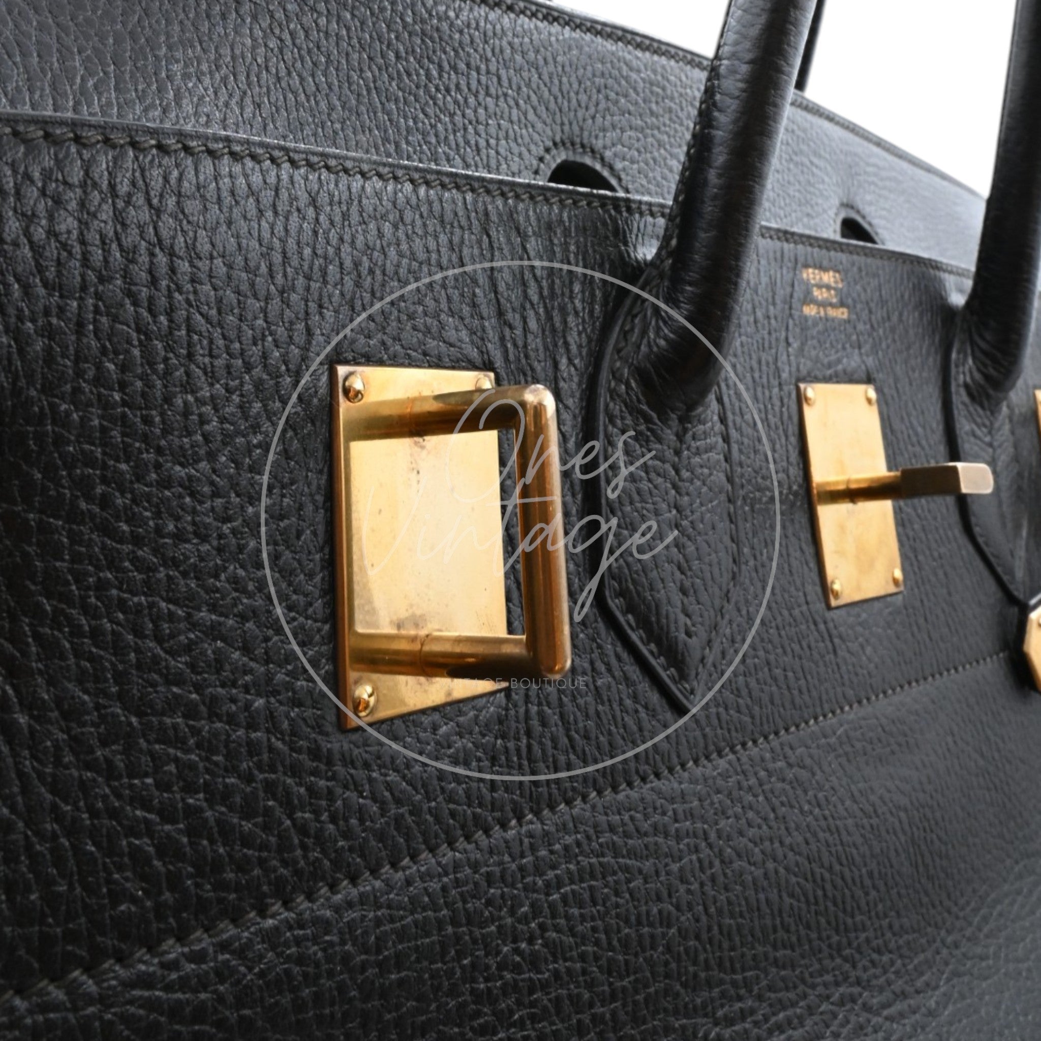 Hermes Birkin HAC 45 Ardennes Calfskin GHW Black Circle X