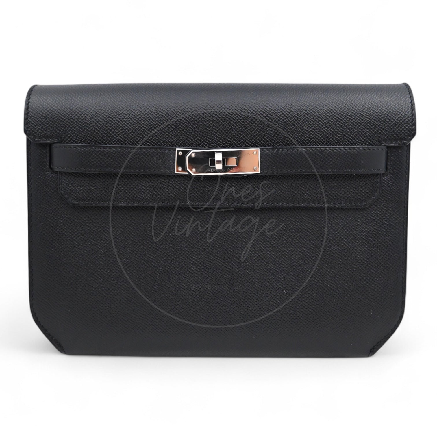 Hermes Kelly Depeches 25 Epsom PHW Black Stamp D
