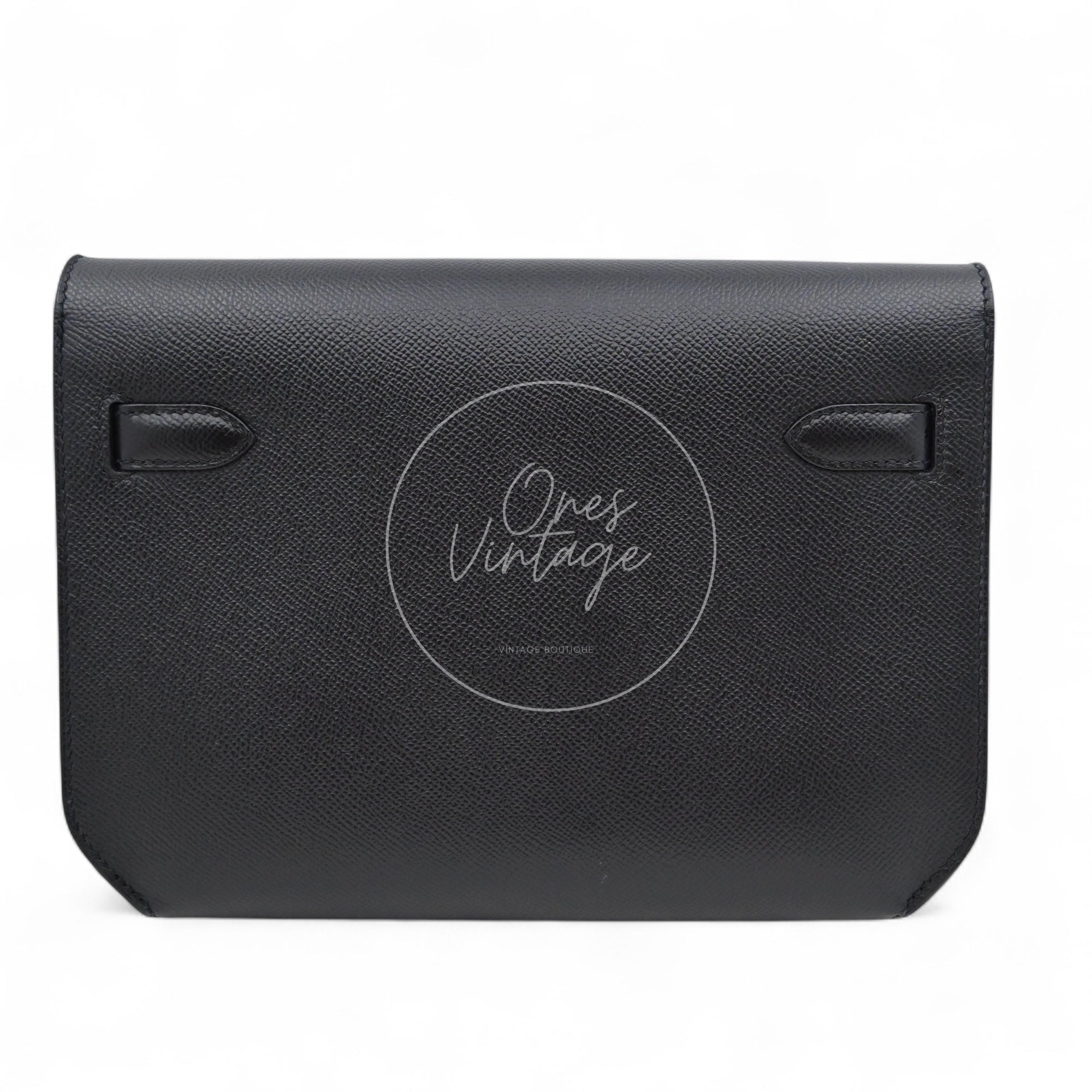 Hermes Kelly Depeches 25 Epsom PHW Black Stamp D