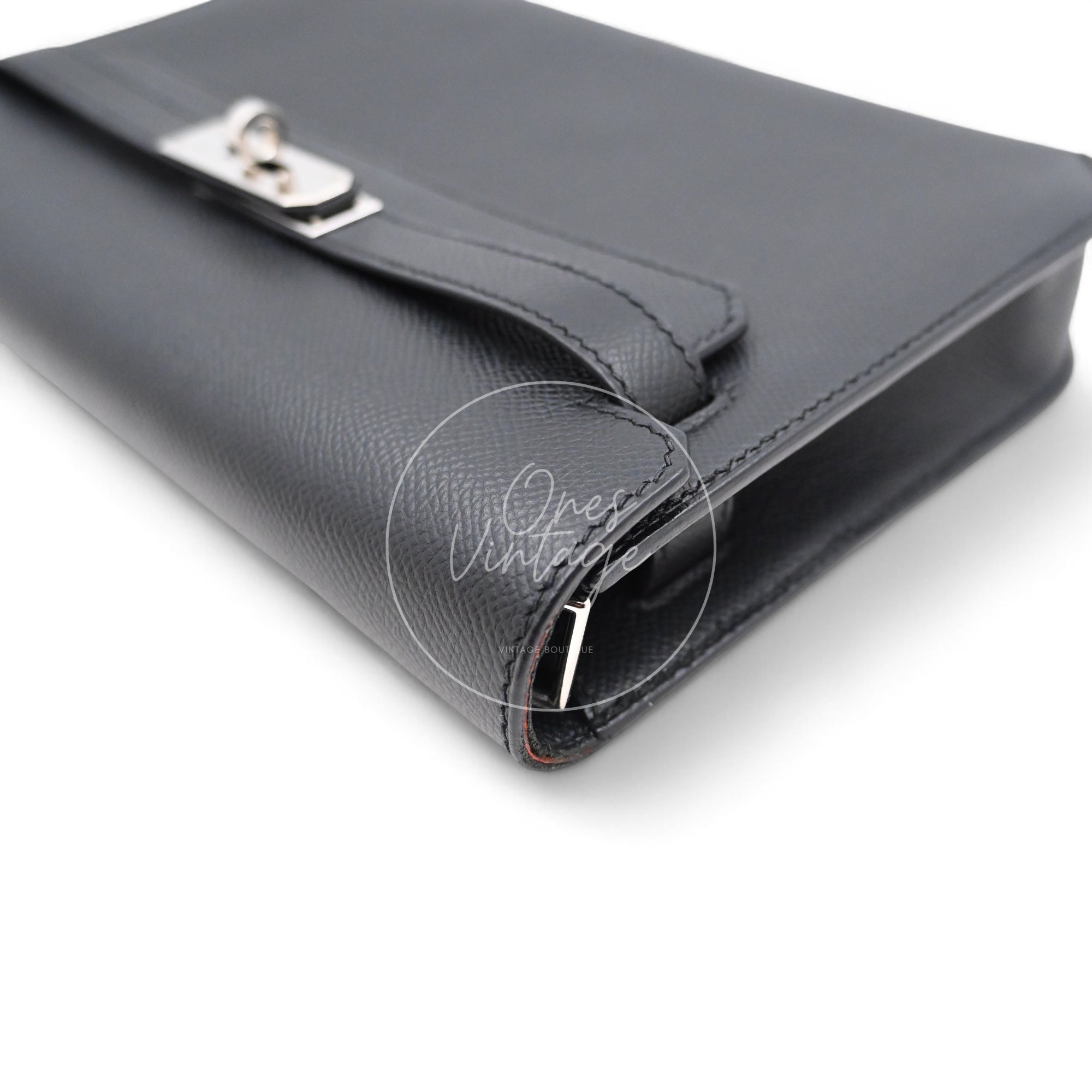 Hermes Kelly Depeches 25 Epsom PHW Black Stamp D