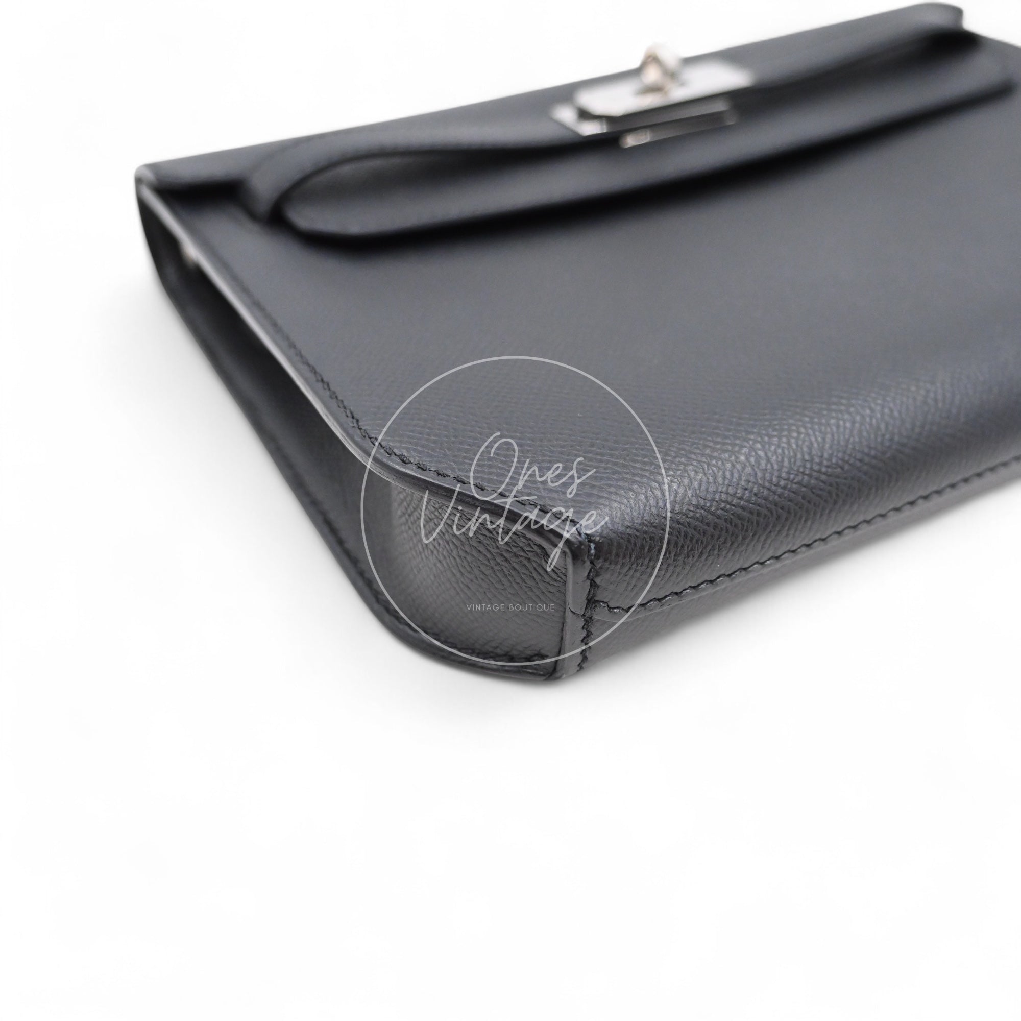 Hermes Kelly Depeches 25 Epsom PHW Black Stamp D