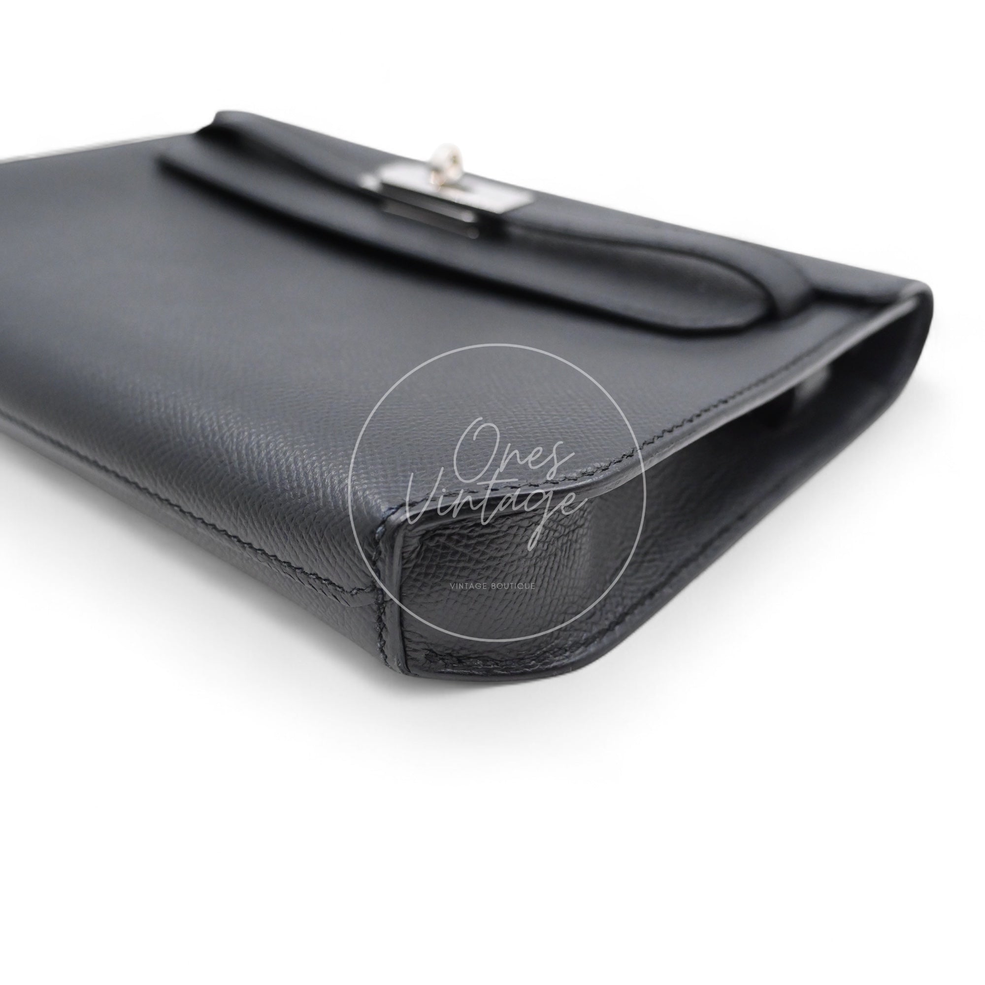Hermes Kelly Depeches 25 Epsom PHW Black Stamp D