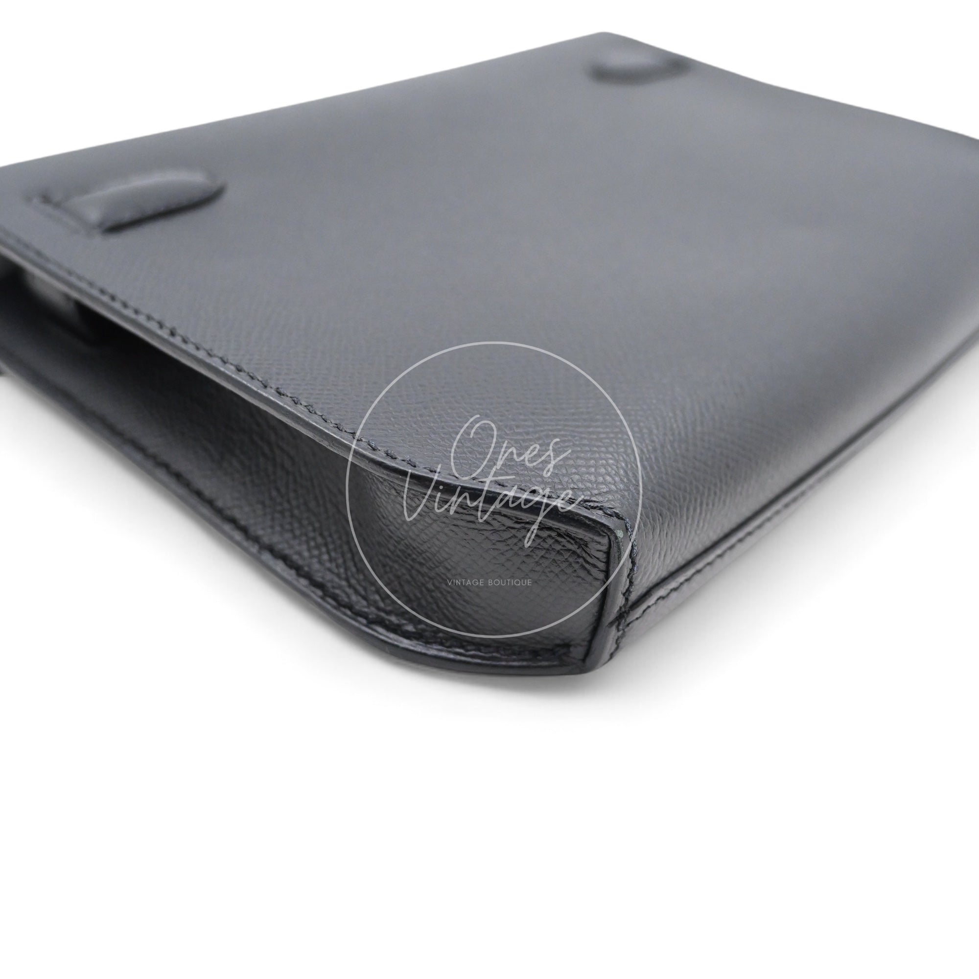 Hermes Kelly Depeches 25 Epsom PHW Black Stamp D