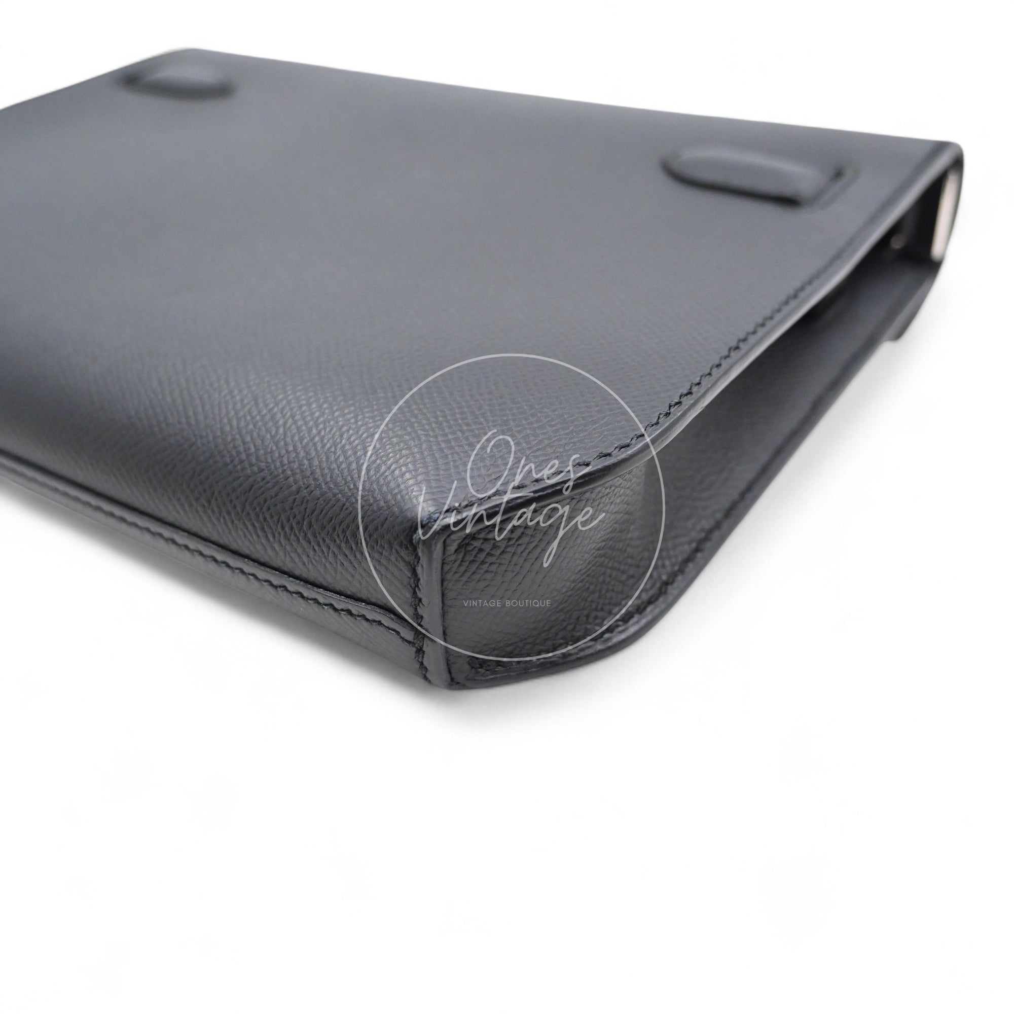 Hermes Kelly Depeches 25 Epsom PHW Black Stamp D