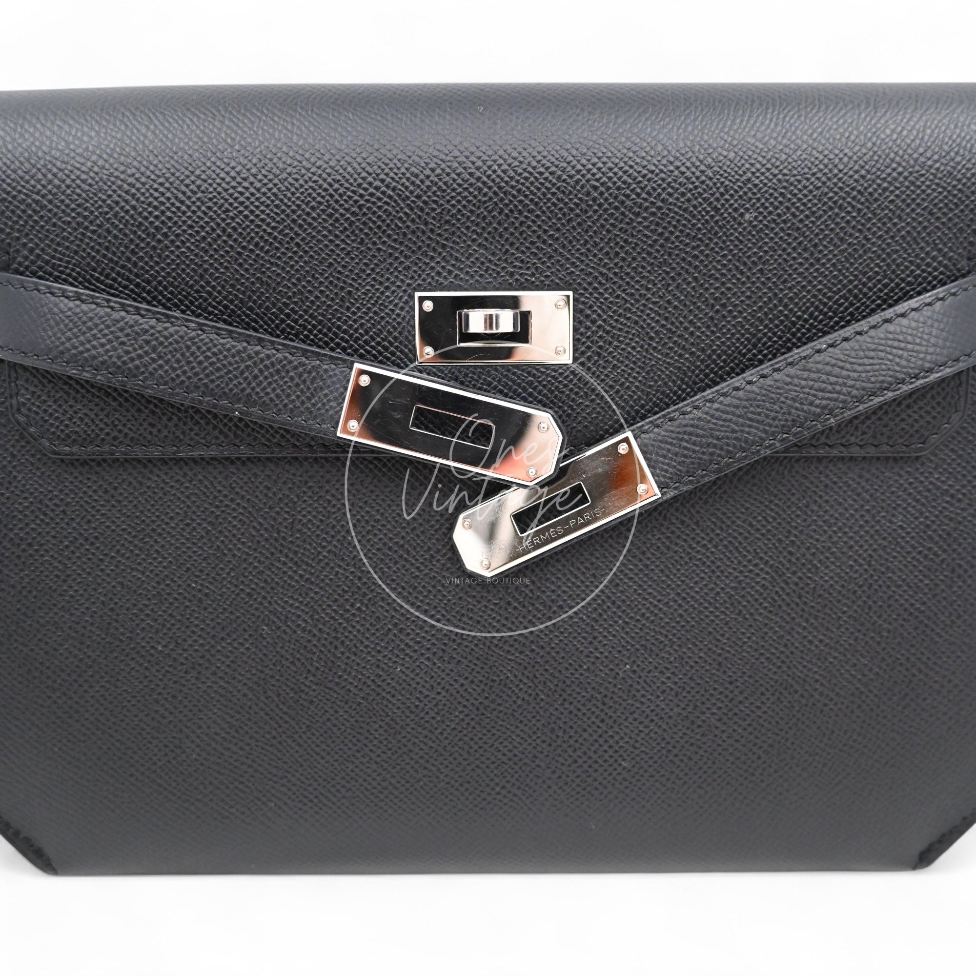 Hermes Kelly Depeches 25 Epsom PHW Black Stamp D