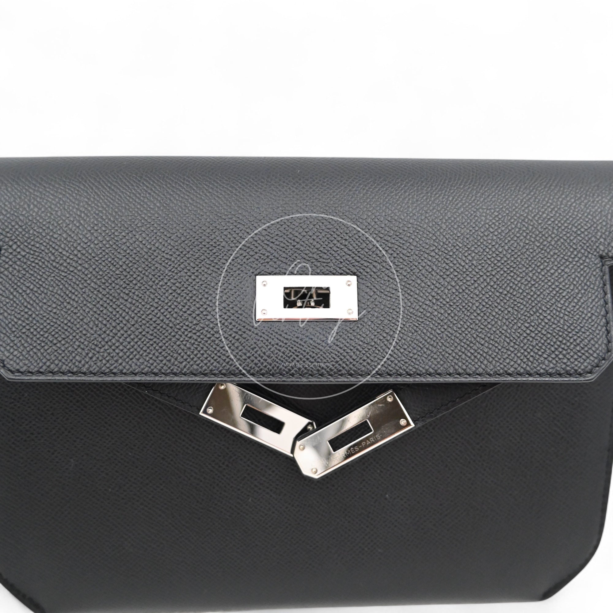 Hermes Kelly Depeches 25 Epsom PHW Black Stamp D
