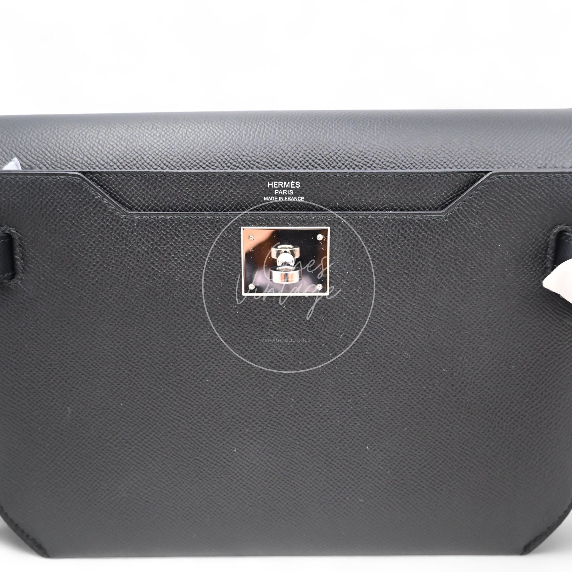 Hermes Kelly Depeches 25 Epsom PHW Black Stamp D
