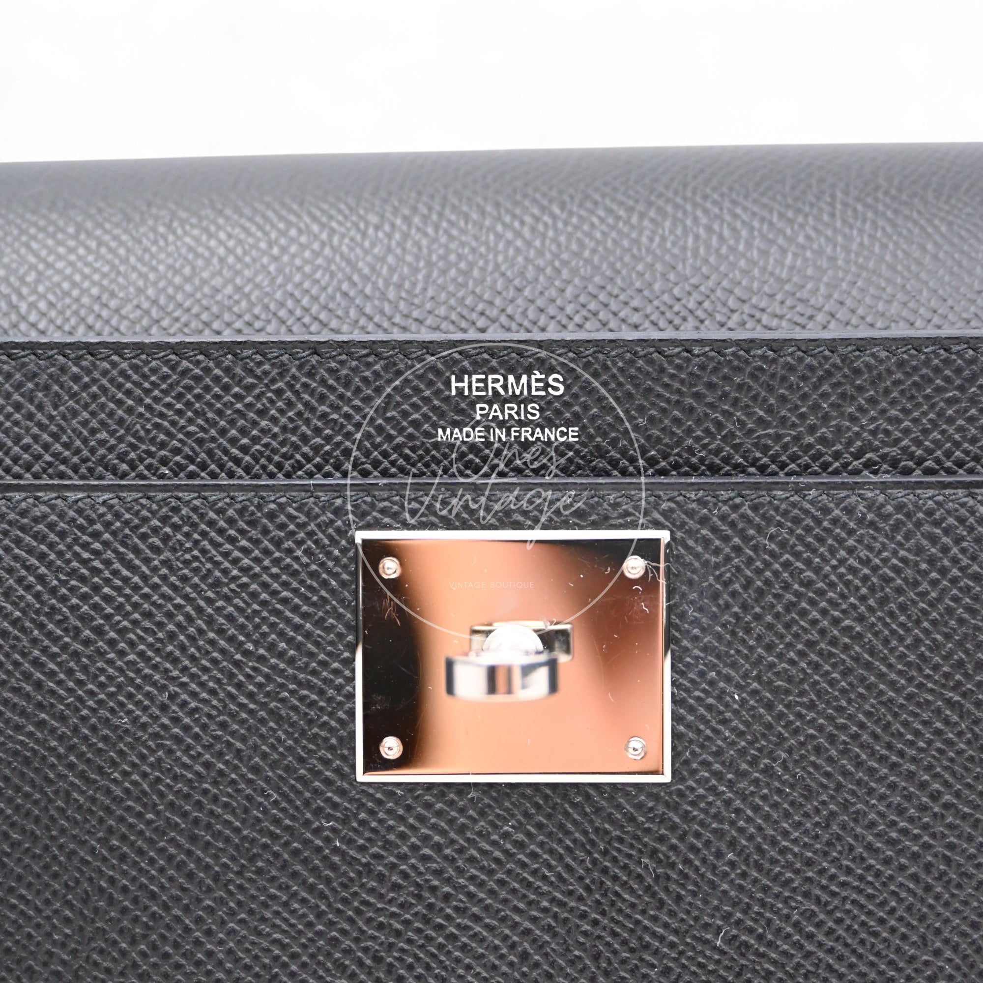Hermes Kelly Depeches 25 Epsom PHW Black Stamp D