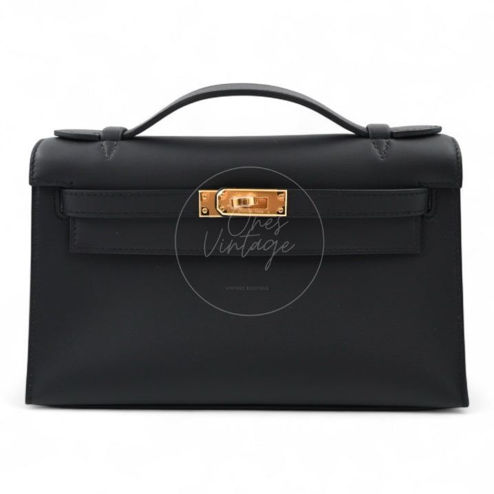 Hermes Kelly Pochette Black GHW Stamp K