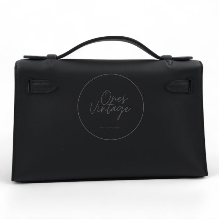 Hermes Kelly Pochette Black GHW Stamp K