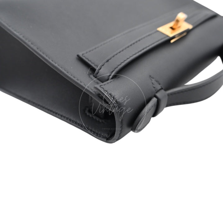 Hermes Kelly Pochette Black GHW Stamp K