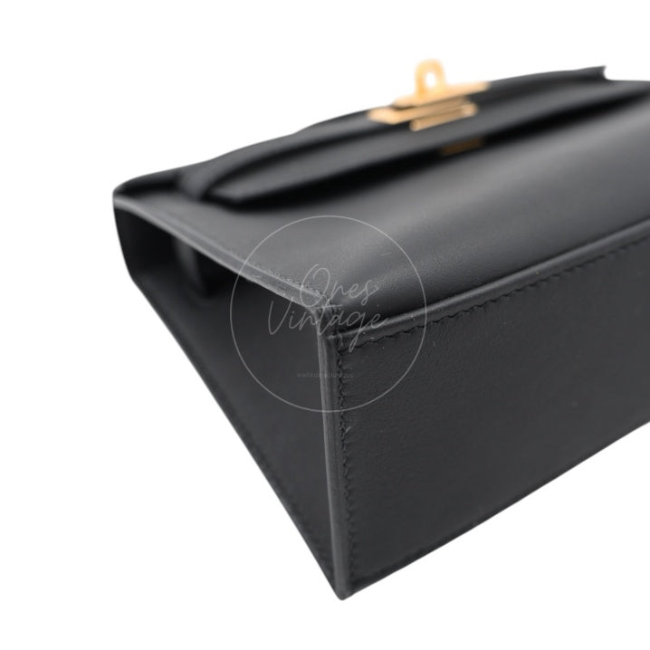 Hermes Kelly Pochette Black GHW Stamp K