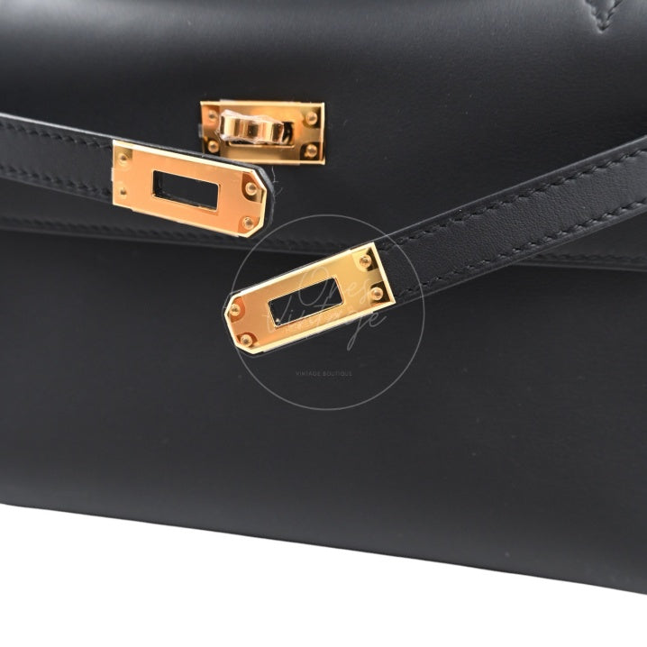 Hermes Kelly Pochette Black GHW Stamp K
