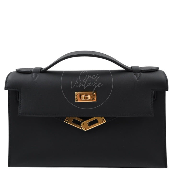 Hermes Kelly Pochette Black GHW Stamp K
